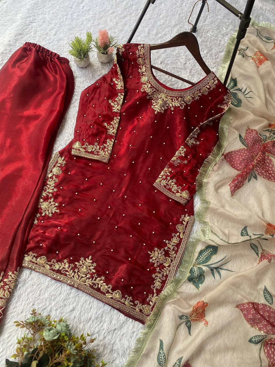 The Ivory Celestial Botanical Gharara